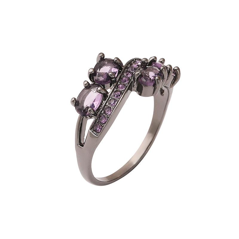 

Новое французское романтическое кольцо с фиолетовым цирконом, легкая роскошь, высокое чувство, благородное, кольцо цвета оружейного металла, женское No. 8