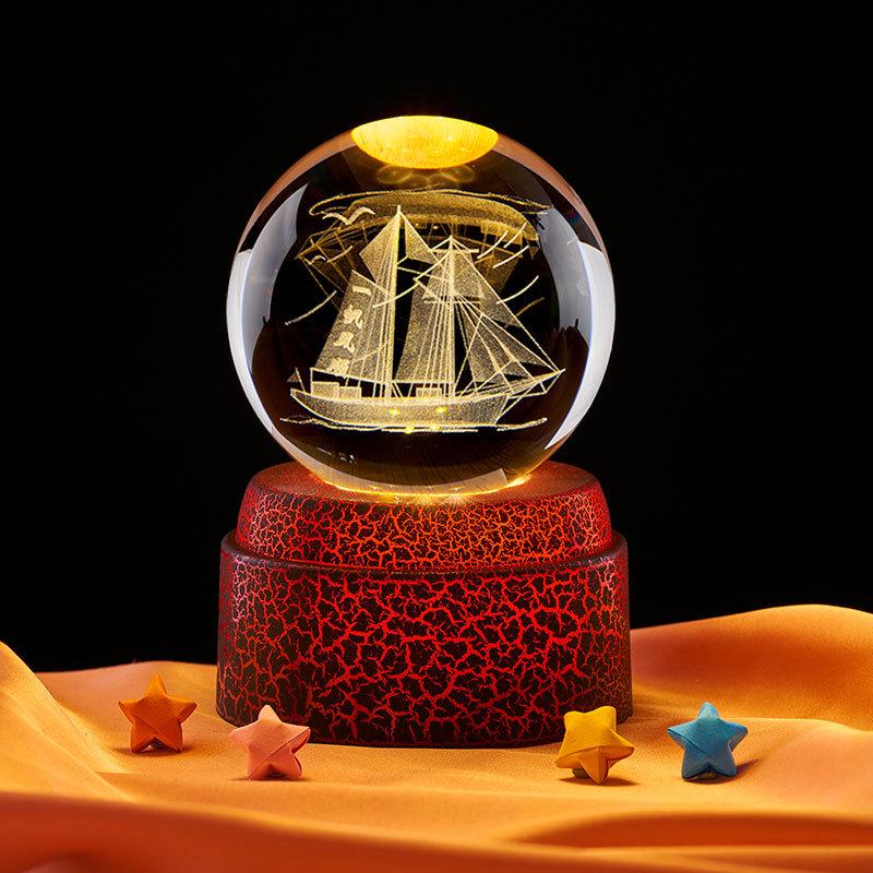 Glowing Crystal Ball 3D Engraved Night Light - Creative Gift & Ornament