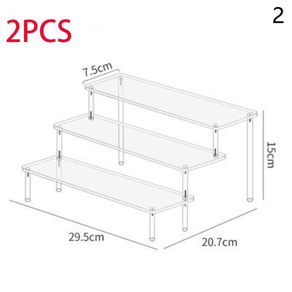 Espositore espositivo in acrilico da 1-4 livelli, espositore durevole per cupcake, bambole, profumi, mensola portaoggetti trapezoidale trasparente