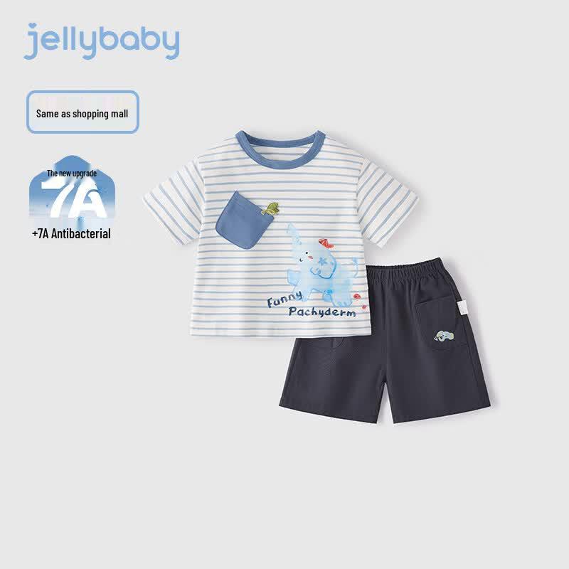 

JELLYBABY Boys Elephant Pocket T-shirt & Shorts Set 110