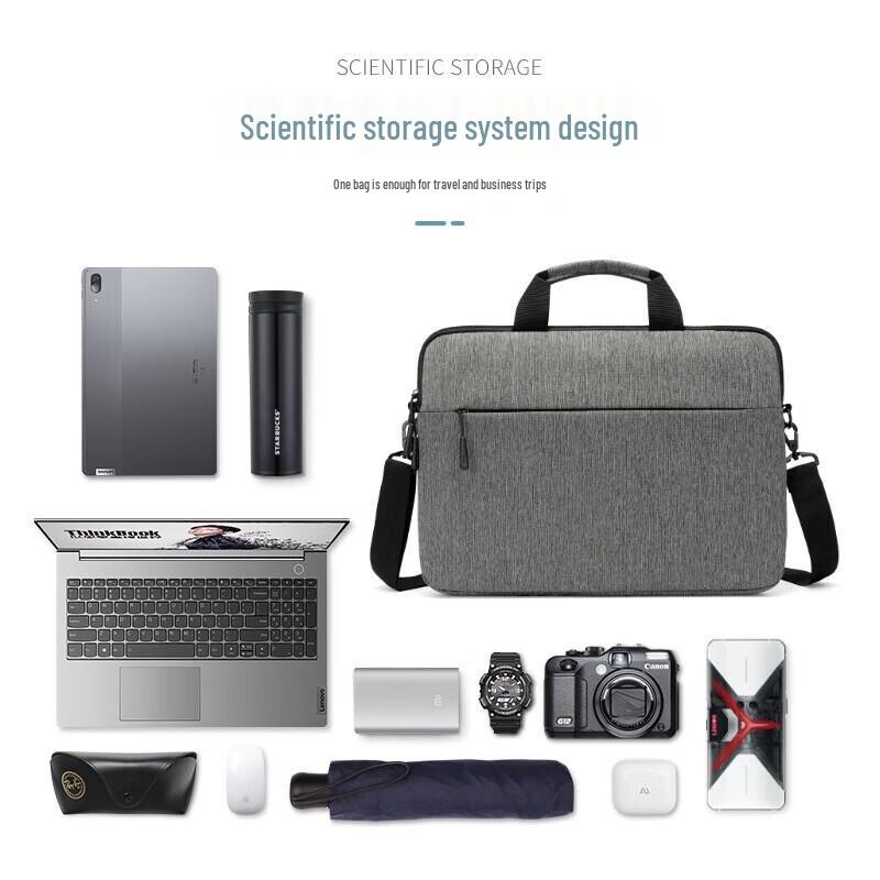 Lenovo DarrenBM 14-inch Business Laptop Shoulder Bag with Mouse Set, Grey