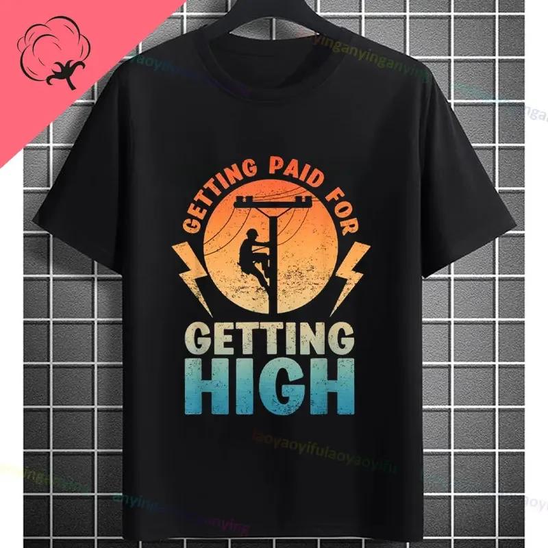100 Cotton Funny Electrical Design Tshirt Electrician For Unisex Crew Neck Short Sleeve Powerline Electricians Tee