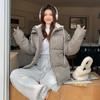 Oversized Parkas for Women Fall Winter  New Sleeves Hat Detachable Solid Coats Casual Zipper Down Solid Chic Jacket