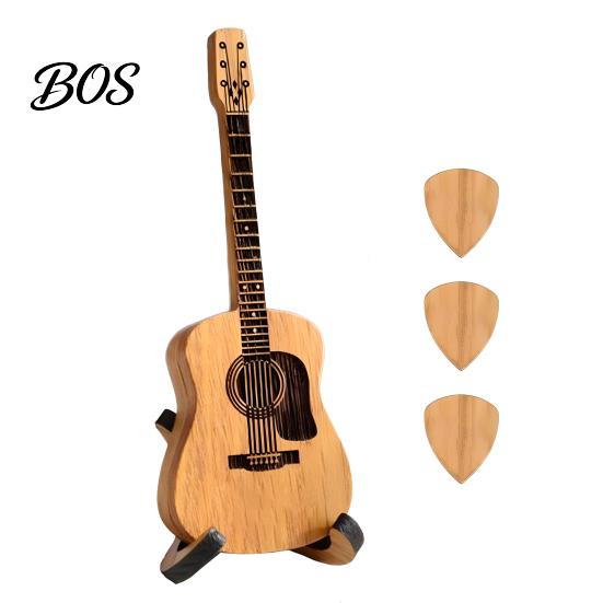 Personalized Music Gift Guitar Pick Holder with Stand, Wooden Plectrum Display Small Ornament Miniature Shape, Organizer for Lovers Case