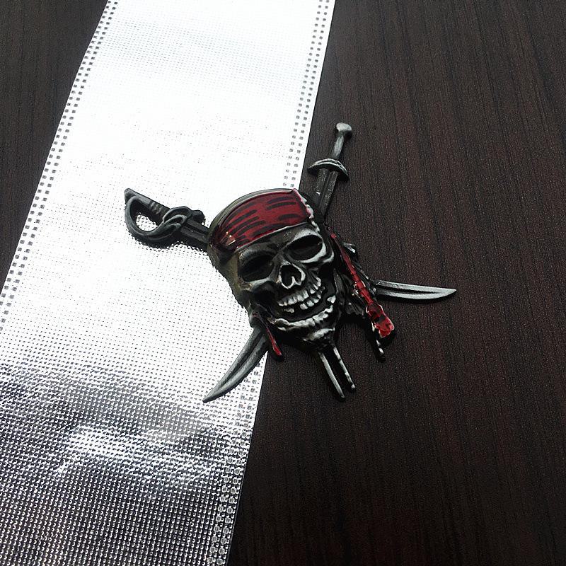 Customized 3D Pirate Skull Metal Car Sticker - Captain Jack Tail Label Body Decoration.