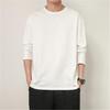 Men Long Sleeve Cotton Top Breathable Fabric Regular Fit Solid Colors Casual Wear
