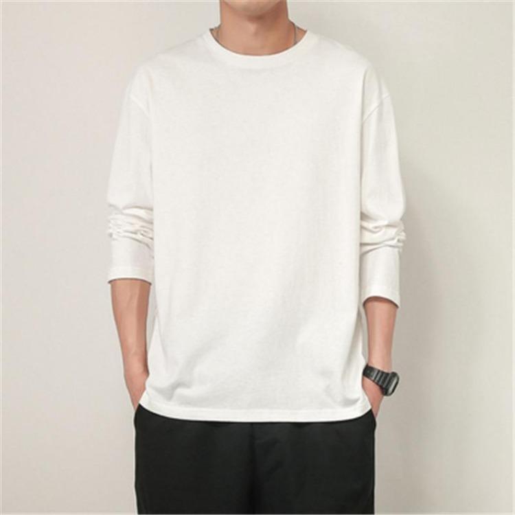 Men Long Sleeve Cotton Top Breathable Fabric Regular Fit Solid Colors Casual Wear