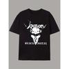 European sizes Men's Edgy Metal Skull Print T-Shirt - Gothic Heavy-Duty Short Sleeve Round Neck Top  | Machine-Washable Summer Casual Wear