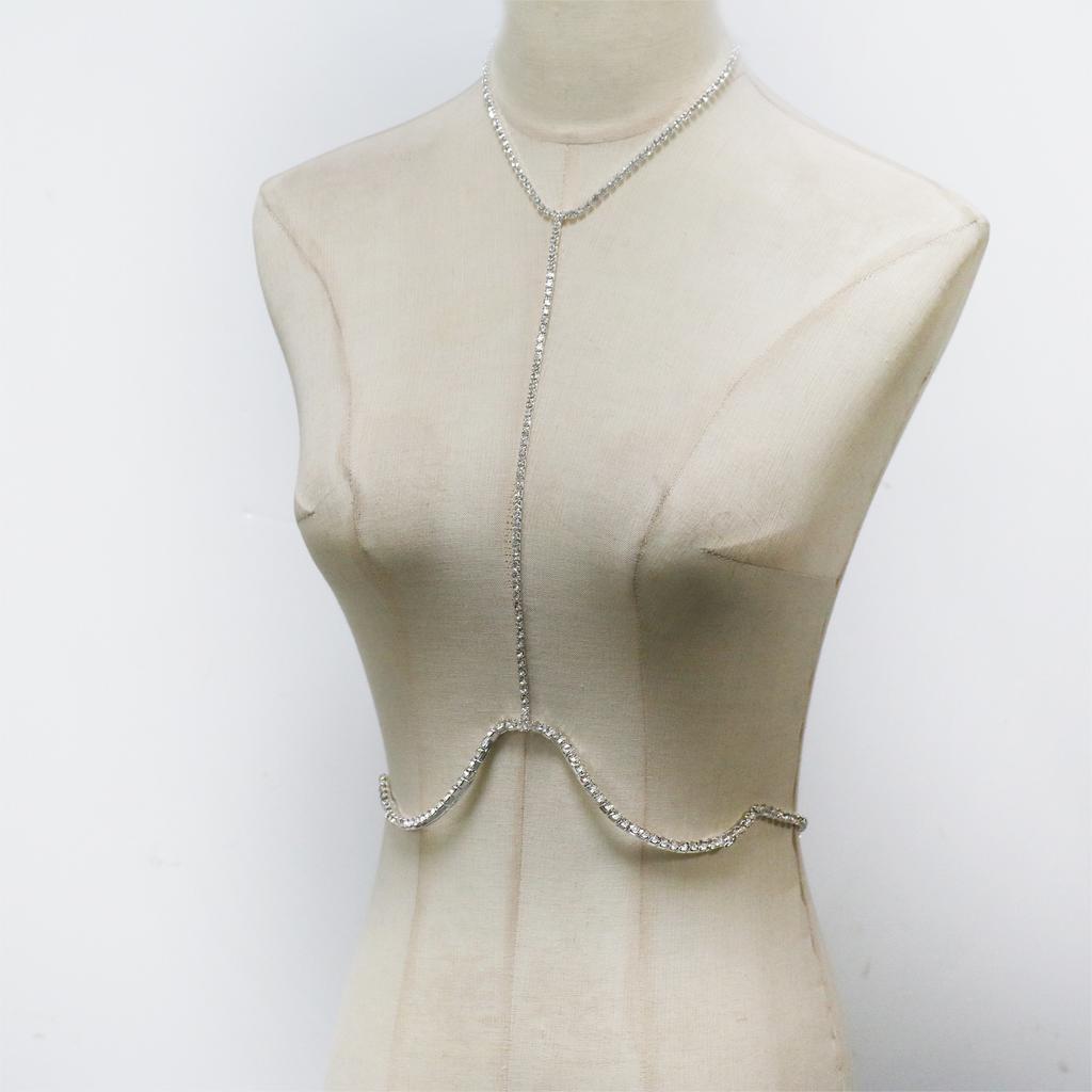 European And American Jewelry, Fashionable And Exquisite Rhinestone Breast Chain, Sexy Nightclub Party Party Simple Chain