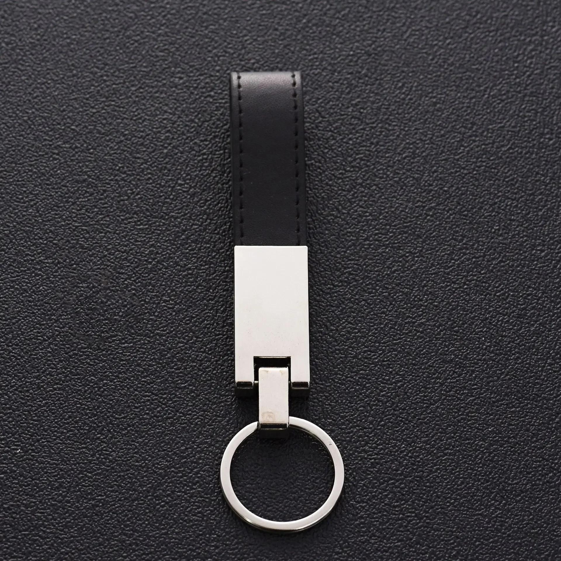 

Custom Laser Logo Name Keyring Boutique Key Chain Ring Luxury Business Men Metal Genuine Leather Keychain Car Moto Gift Custom Metal