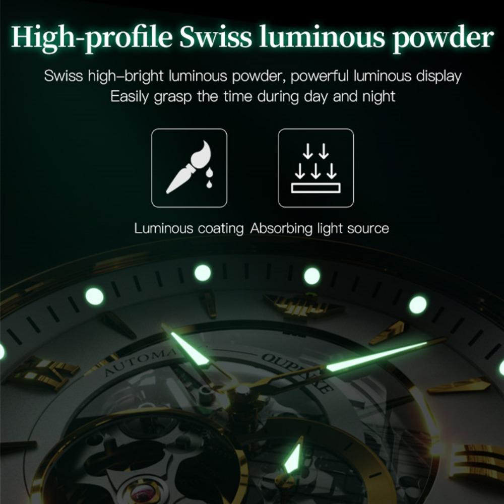 OUPINKE Montre Homme Mouvement Squelette Montre Mécanique Automatique Lumineuse Étanche Montre Homme