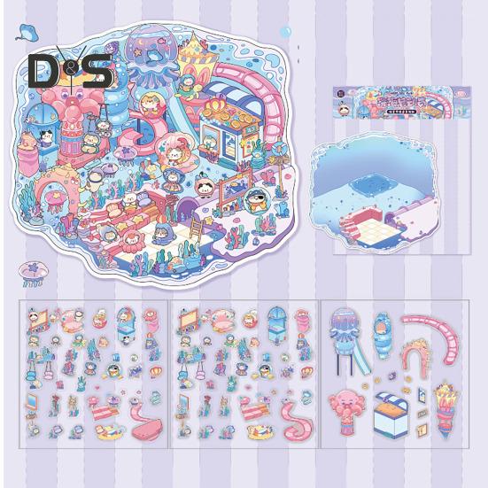 4 Buc. Autocolante 3D pentru Scene DIY, Autocolante Cartoon cu Pisici pentru Timp Liber pentru Adulți, Adolescenți, Copii, Creează-ți Propria Scenă, Autocolante pentru Reducerea Stresului