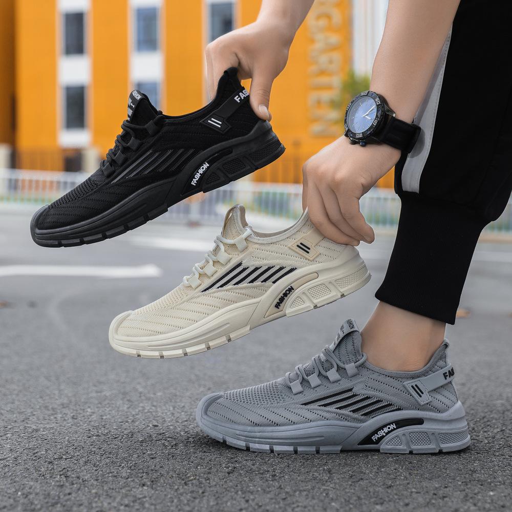 Men's shoes spring and summer new fly-woven mesh shoes men's breathable versatile casual shoes mesh shoes student running sports shoes