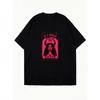 Oversized T-Shirt Black In A World Full Of Eyes Devil Woman Graphic Print Casual Streetwear Fashion For Women