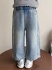 Girls' Rhinestone Lace Denim Pants - Spring/Autumn 2026: Stylish Wide-Leg Fashion for Little Girls