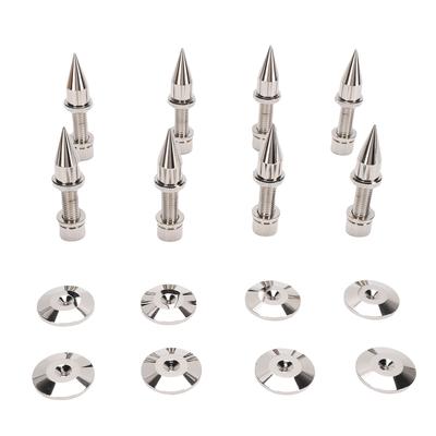8 st Högtalarspikplattor Set Koppar Höjdjusterbara Eleganta Högtalare Stötdämpande Fötter Silver för Förstärkare