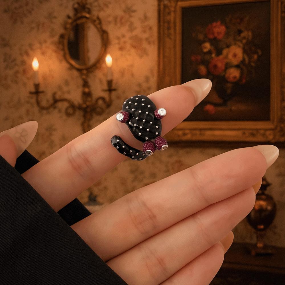 Dripping Oil Cactus Drip Oil Ring Korean Style Enamel Ring Fashion Design Painting Ring  Gift