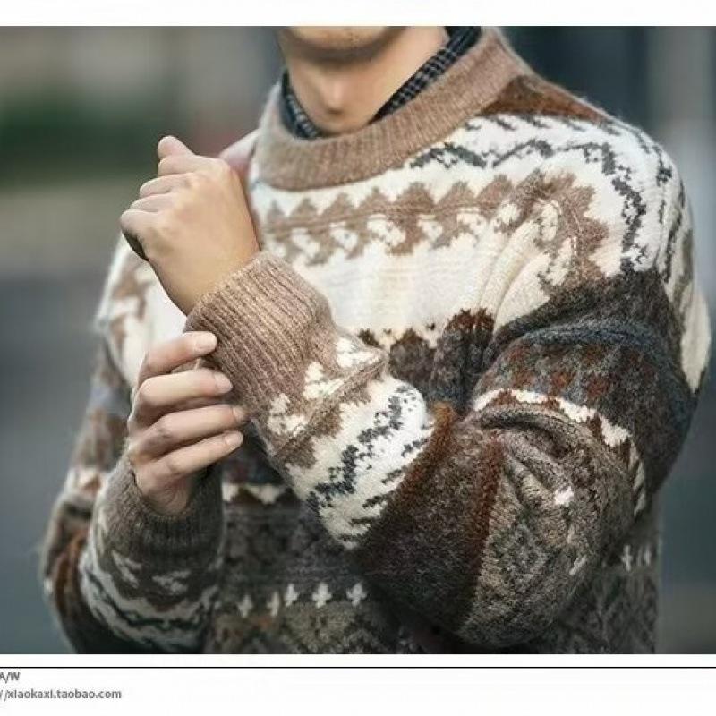 Men's Retro Fair Isle Jacquard Christmas Sweater - High-End Vintage Winter Knit