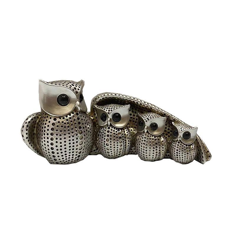 3D Birds Figurine Desktop TV Stand Cabinet Creative Design Animals Statuary Decoration Family Of Four Owl Statue Home Decorative