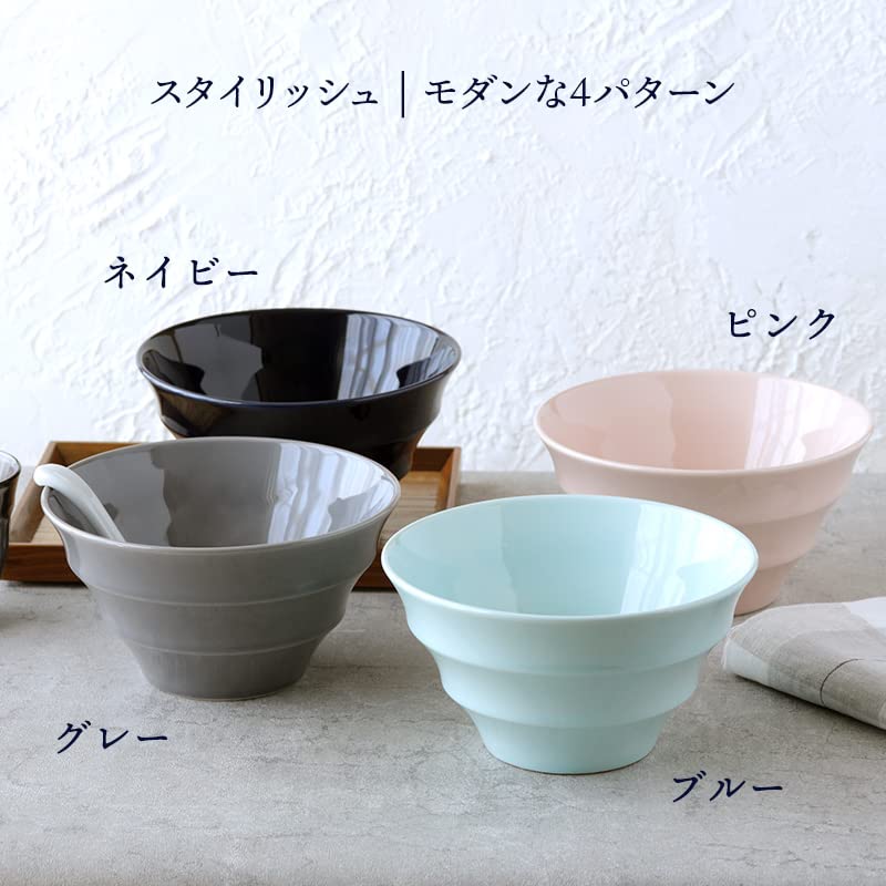 EAST stolní mísa Ramen, lehká, 19 cm, barevný okraj, Mino ware, navy, 712-028-02, made in Japan, stylová, vhodná do mikrovlnné trouby, vhodná do myčky