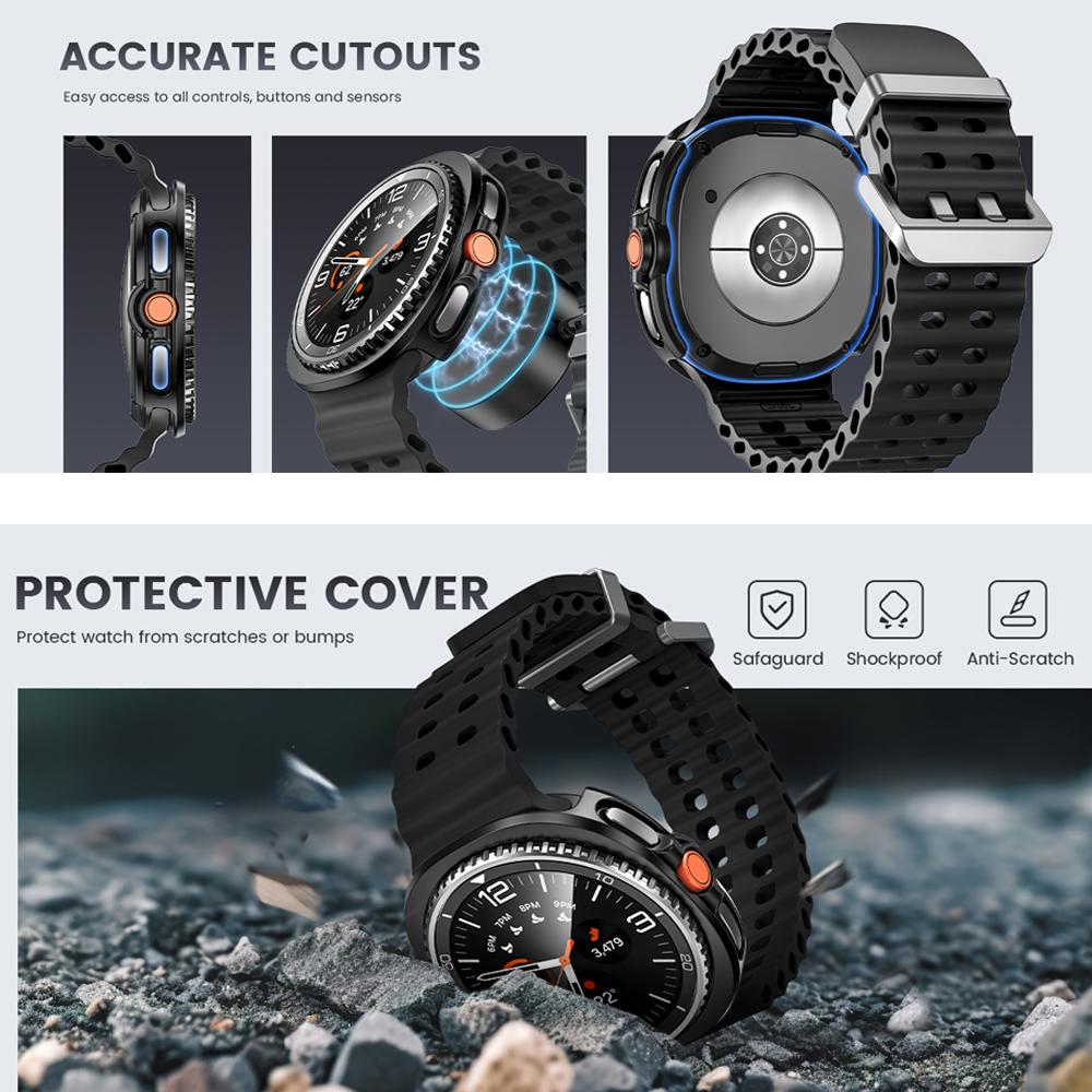 Glass+PC Watch Case For Samsung Galaxy Watch 8 40mm 44mm 8 Classic 46mm Hollow Hard Protective For Galaxy Classic 8 Accessories