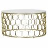 DKD Home Decor-DKD Home Decor Side Table 81 X 81 X 42 Cm Gold White Plastic Marble Iron