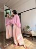2024 Summer Arrival: Women's Shrimp Pink Tulle Linen Wide-Leg Long Pants