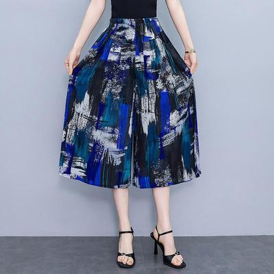 Sommerhose mit elastischem Bund und weitem Bein für Damen, lockere Vintage-Hose mit hoher Taille und Übergröße