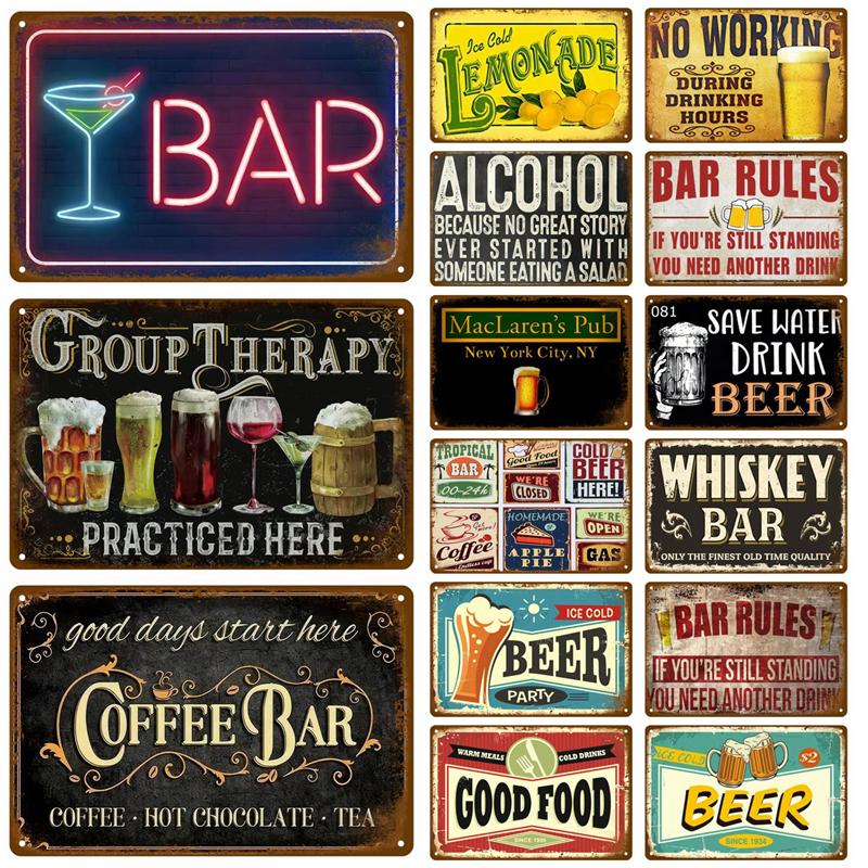 Vintage Tin Sign Home Decor Items Wall Decor Art Wall Mural Room Decoration Items Decor Men Retro Metal Sign Plate Bar Posters