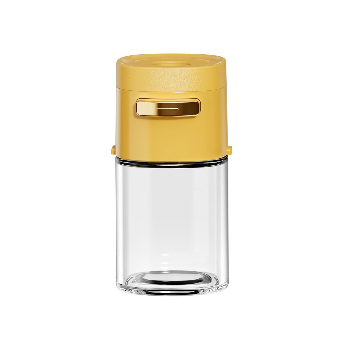 Glass 180ml Quantitative Seasoning Jar Press-Type Salt Control Bottle Kitchen Household Seasoning Can Sealed Salt Jar