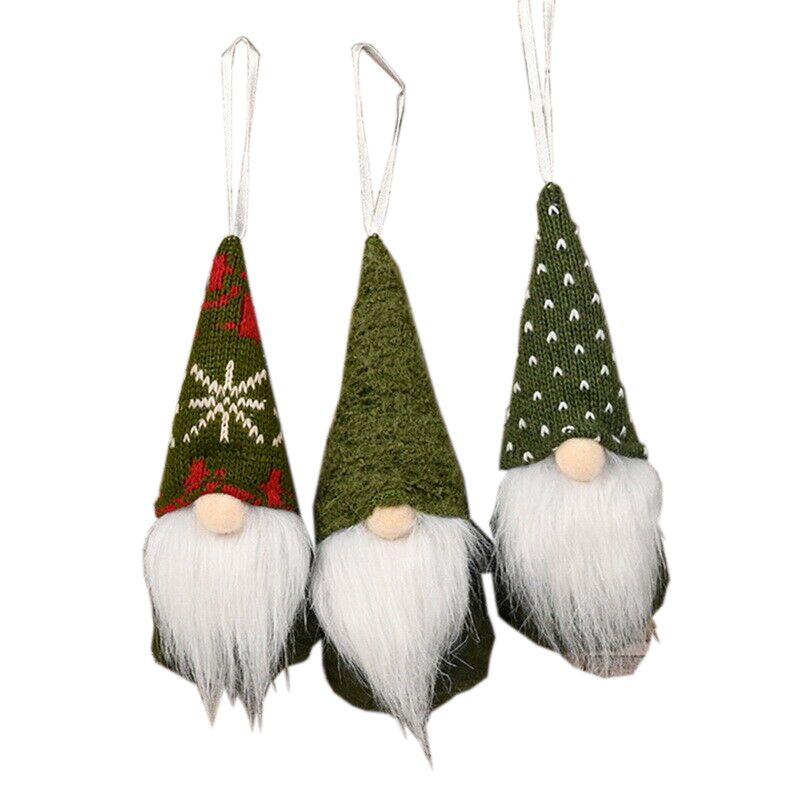 Tree 3x Christmas Hanging Gnome Plush Gonk Santa Doll Pendants Decoration Xmas