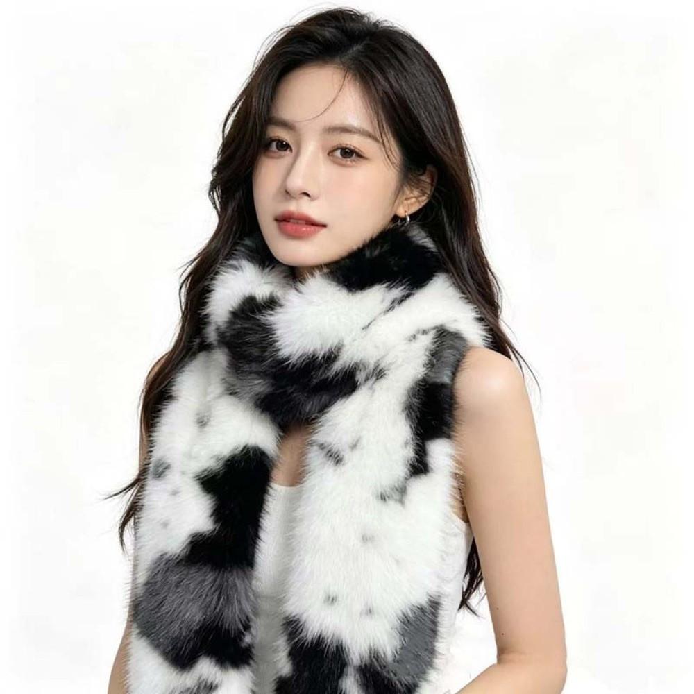 Skin Friendly Winter Faux Fur Scarf Soft Texture Long Fluffy Muffler  Outdoor Skiing