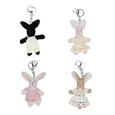Cute Plush Rabbit Keychain Cartoon Doll Toy Big Ear Rabbit Pendant Keyring for Women Couple Bag Ornament Car Key Chain