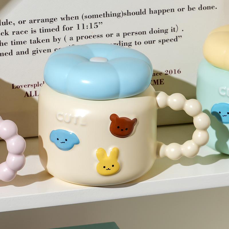 Cute Ceramic Cup With Lid High Value Home Office Couple Water Cup Gift Box Creative Souvenir