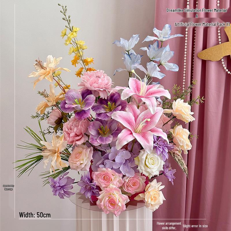 Romantic Wedding Aisle & Table Flower Arrangement: Floral Art Bouquet and Ornaments