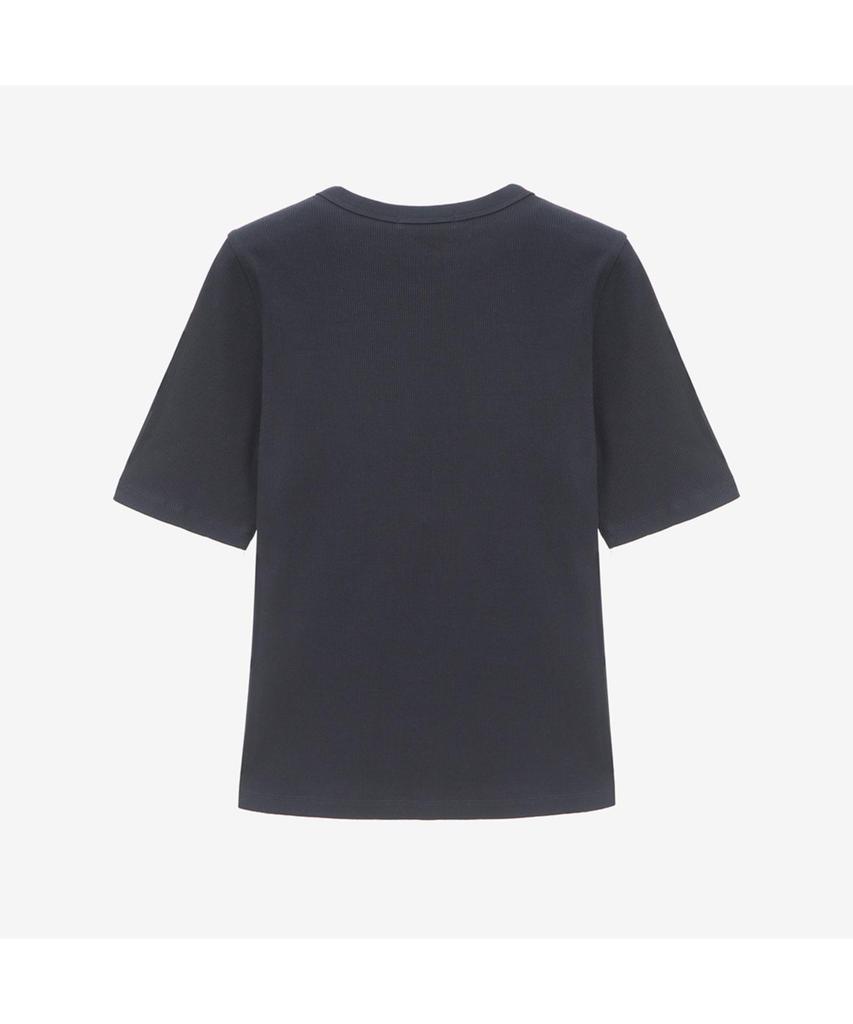BASIC HOUSE Women'S Ribbed Short Sleeve T-Shirt Dark Grey Lyts3201