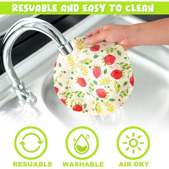 4 Pack Reble Bowl Covers for Bread Proofing, Washable Cotton Stretchable Bowl Covers, 6/8 /10/12 Inch Washable Bowl Covers for Bread Proofing