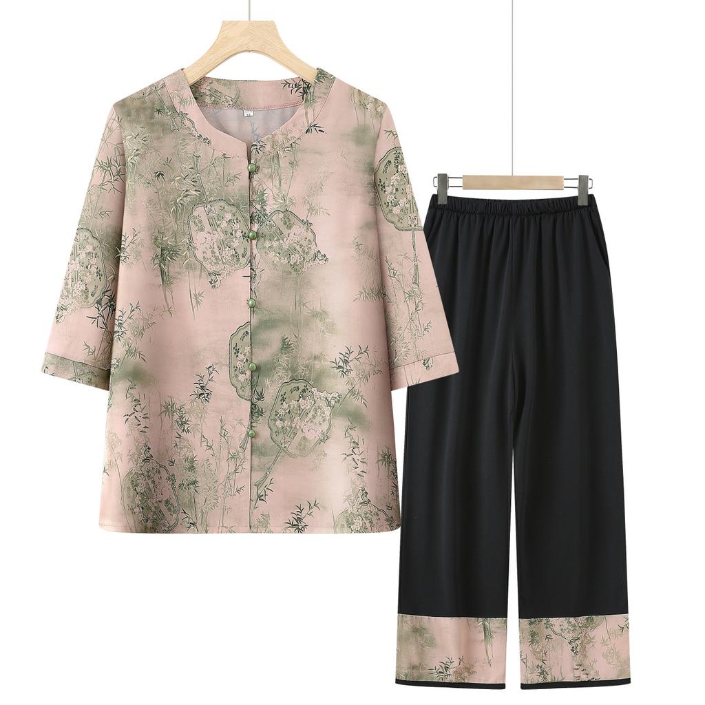 Ältere Mode Sommerkleidung Damen Sommer Bequemer Atmungsaktiver Anzug Strickjacke