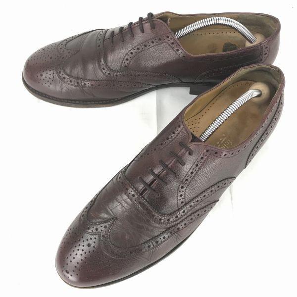 80s-90s Vintage/VAN SCHAFFELAER Premium Leather Full Brogue Wingtip Shoes Burgundy 28.5-29.5 Goodyear Welt(USED)