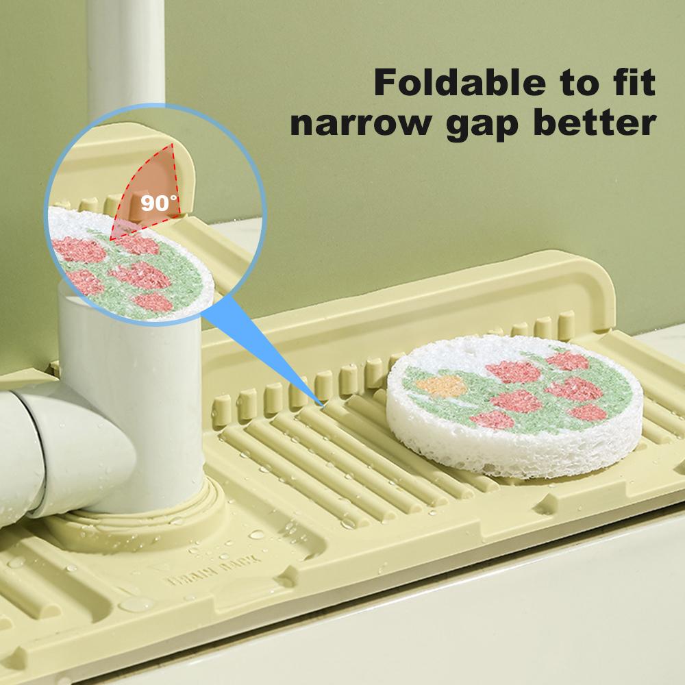 Kitchen Sink Splash Guard Reusable Silicone Draining Mat Fast Drying Stone Sink Tray Faucet Mat for Kitchen Sink