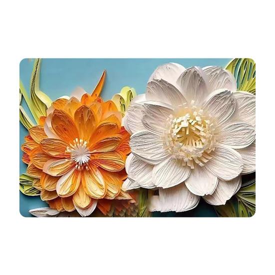 Floor Mat 3D Visual Effect Flower Pattern Non-Slip Backing Rug Living Room Bedroom Hallway Entryway Playroom Decor