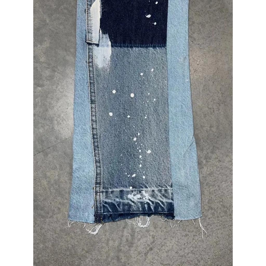 Men's Punk High Street Raw-Edge Skinny Jeans with Micro Trumpet Detail Y2K Low Rise Stretch Floor Length Biker Rock Pants