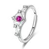 925 Sterling Silver Fashion Luxury Crown Zircon Ring Birthday Party Anniversary Gift
