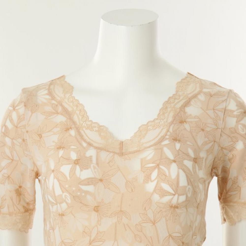 Venus Soft Modal Burnout Lace 3 4 Sleeve Top Vlg2473a