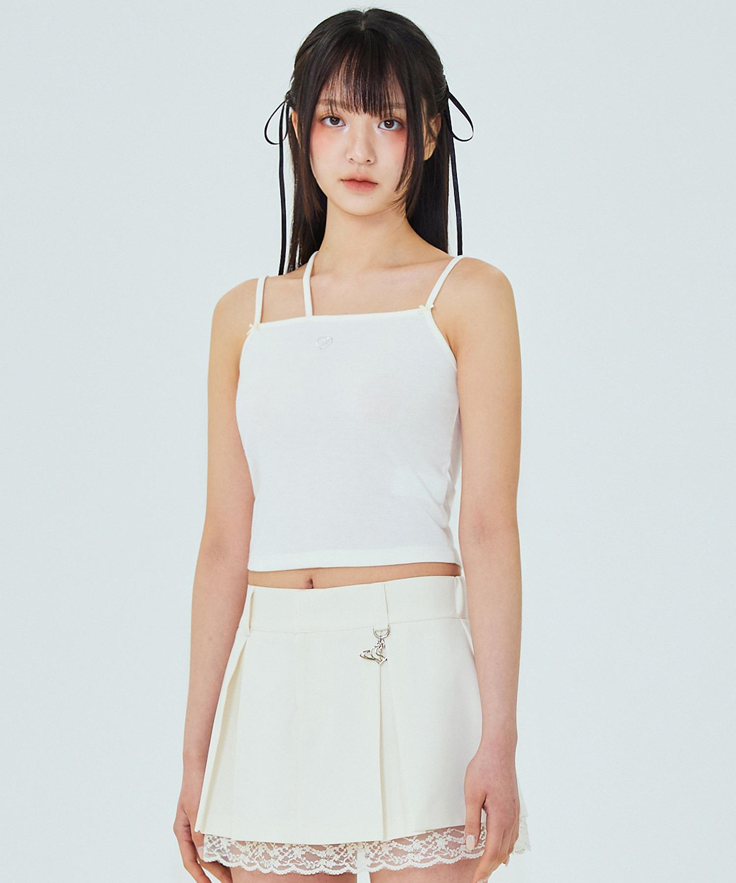 Plasma Sphere Fancy Top In Cream (Ribbon Strap Top) Cream/Free