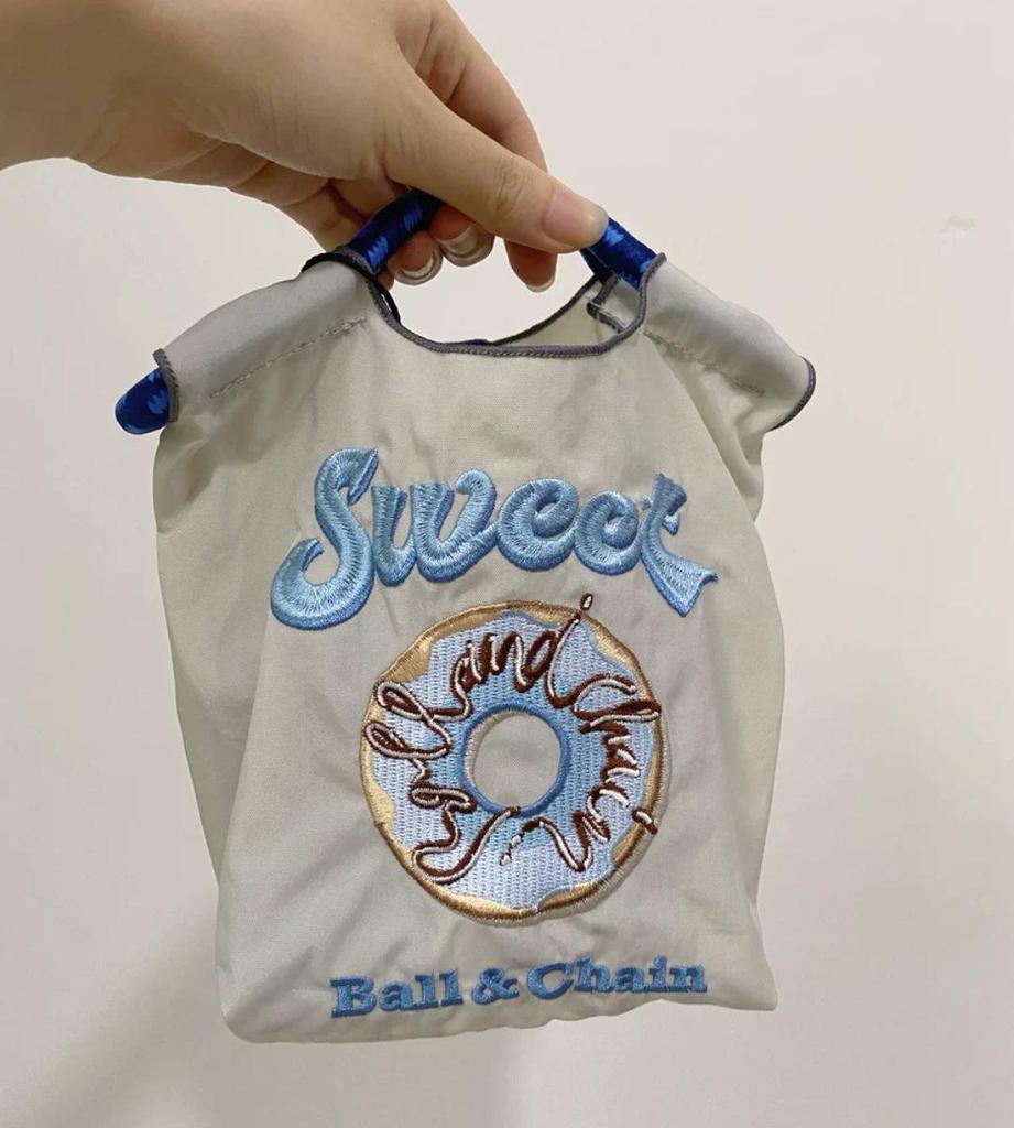 Eco-Friendly Embroidered Nylon and Canvas Shopping Bag