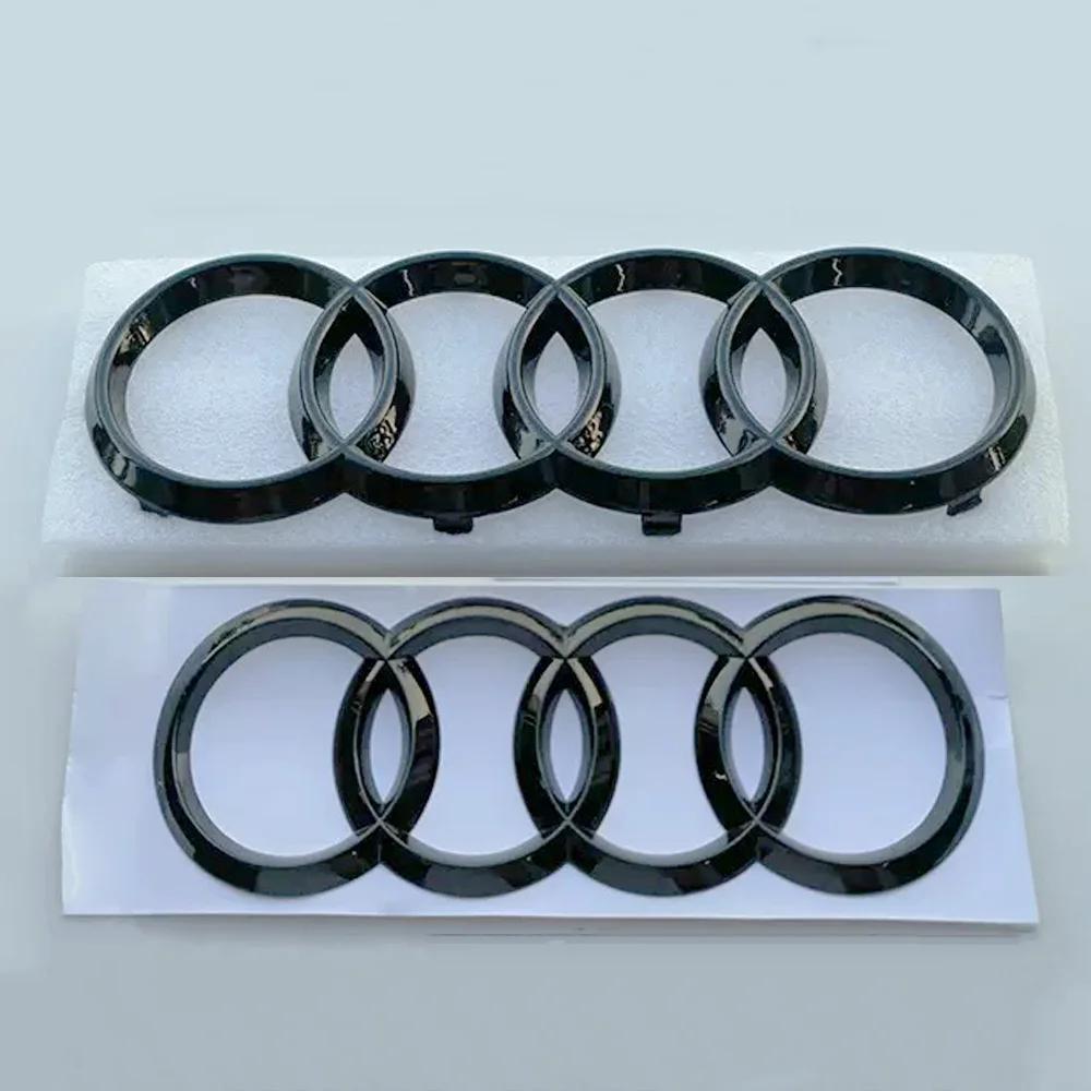 hot Black/Silver 4 Ring ABS Car Hood Front Bonnet Grill Rear Trunk Emblem Logo Badge Sticker For A3 A4 A5 A6 A7 Q2 Q3 Q5 Q8 TT