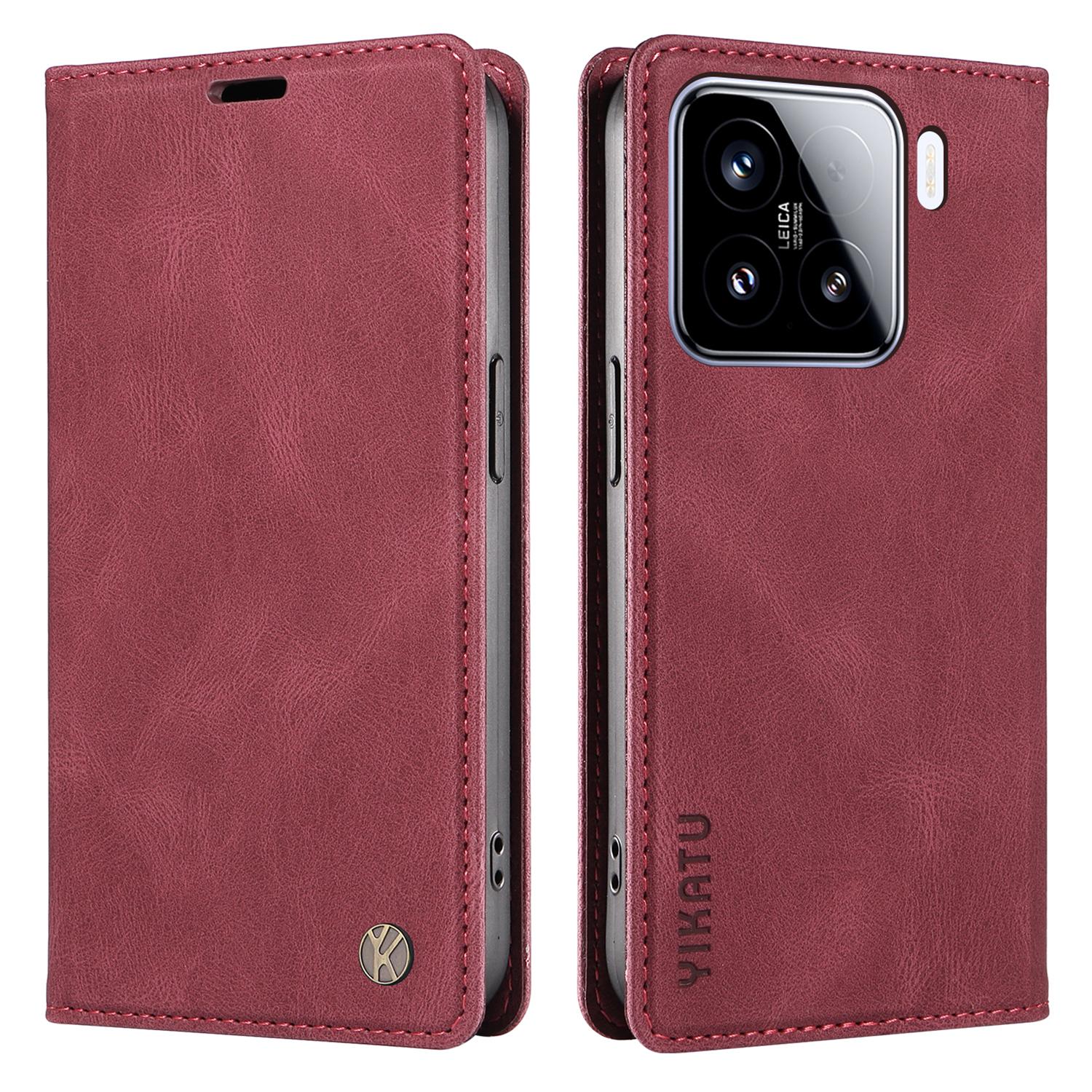 

YIKATU YK-004 For Xiaomi 15 Case Leather Skin-Touch Phone Cover Magnetic Auto-Absorbed H