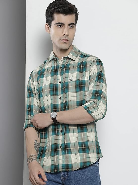 Man's Slim Fit Light Weight Breathable Premium Polycotton Checkered Shirt