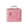 Pink Bow PU Leather Makeup Bag Portable Handheld Makeup Case Skincare Product Storage Box  Trips